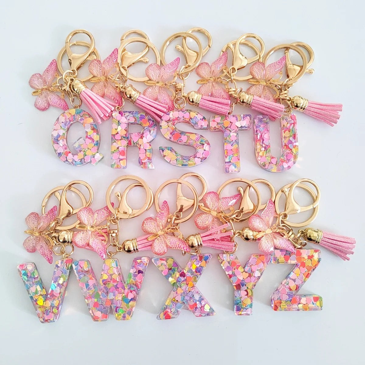 Pink Butterfly Letter Keychain