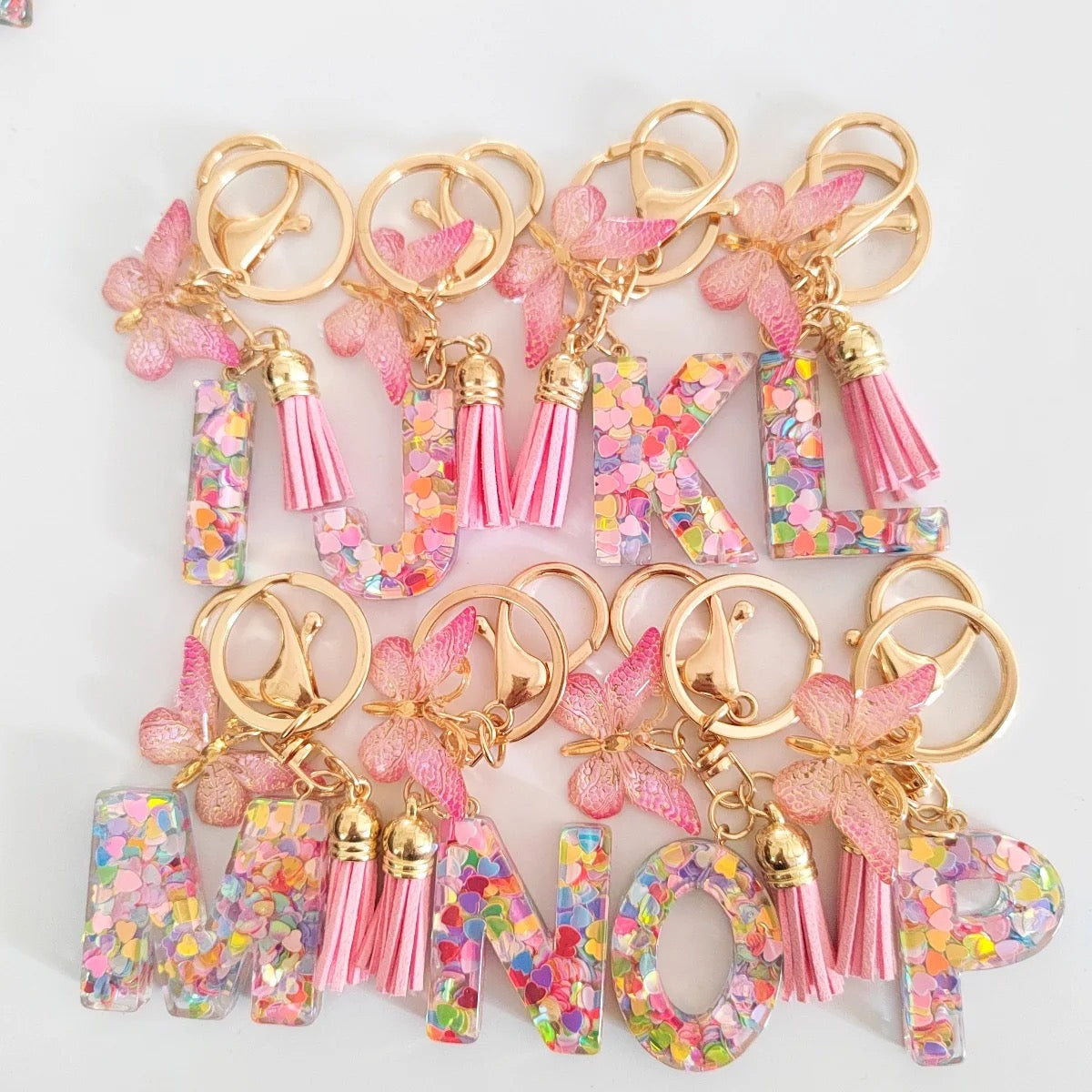 Pink Butterfly Letter Keychain