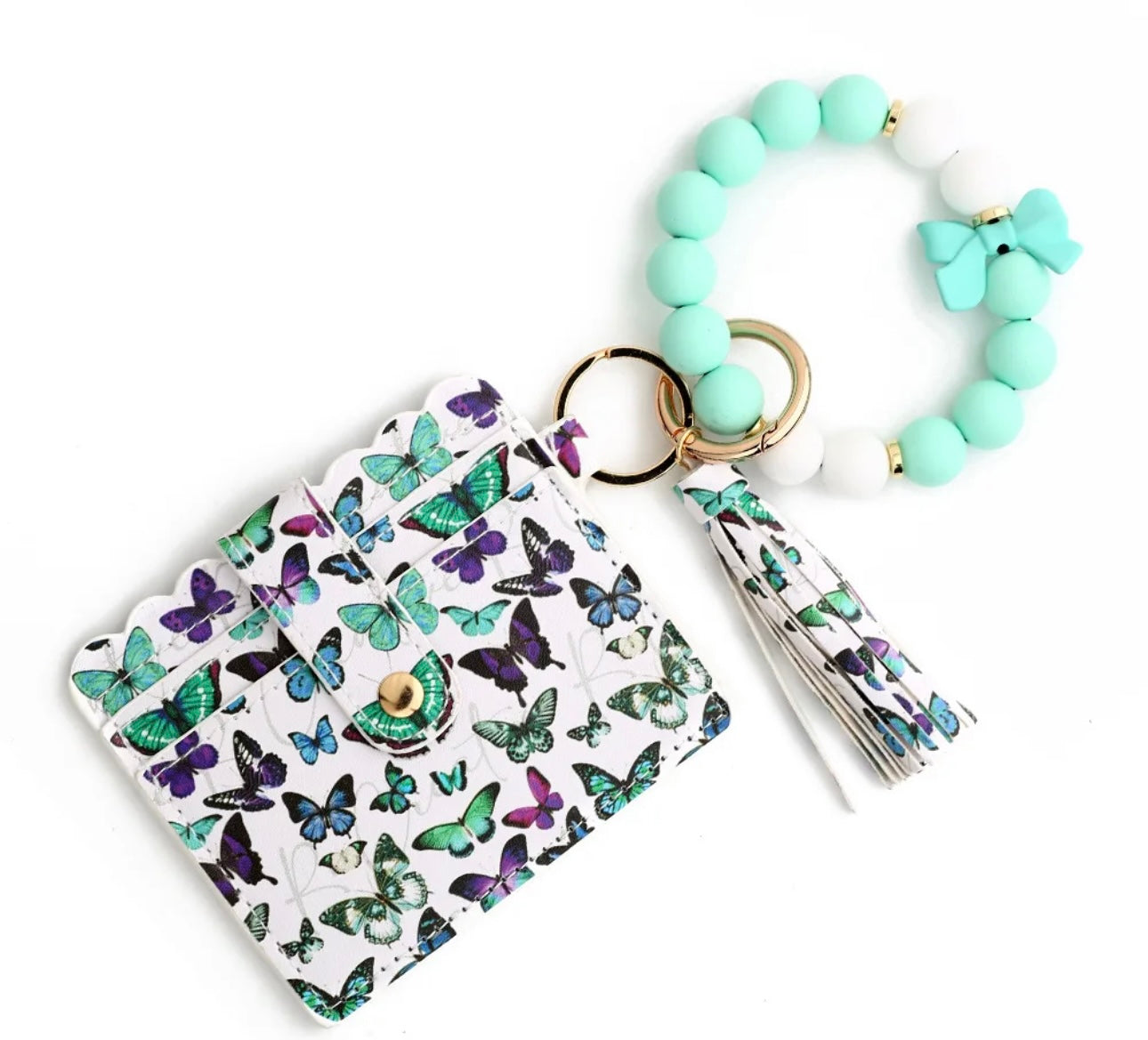 Teal Butterfly Wristlet