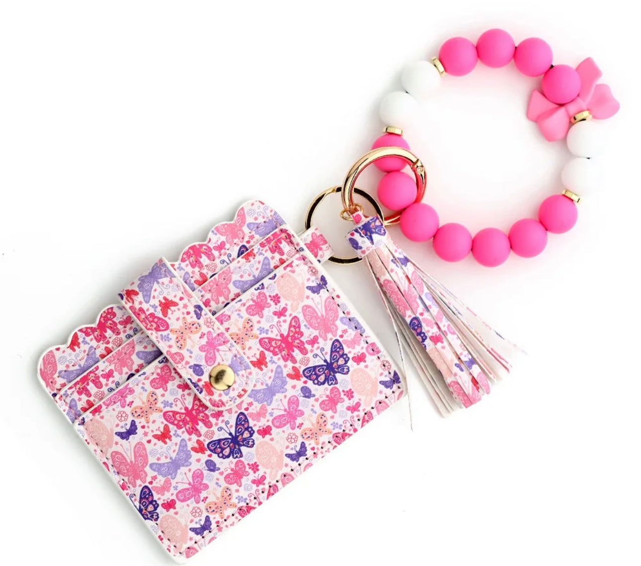 Rose Pink Butterfly Wristlet