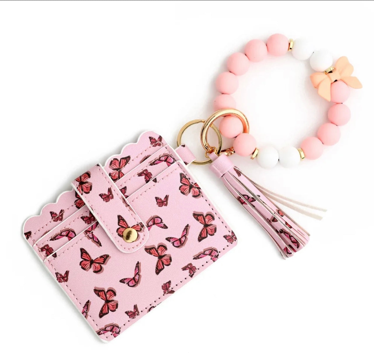 Pretty Pink Butterfly Wristlet Wallet